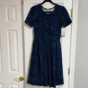 Lularoe Amelia Navy Geometric Pattern Dress